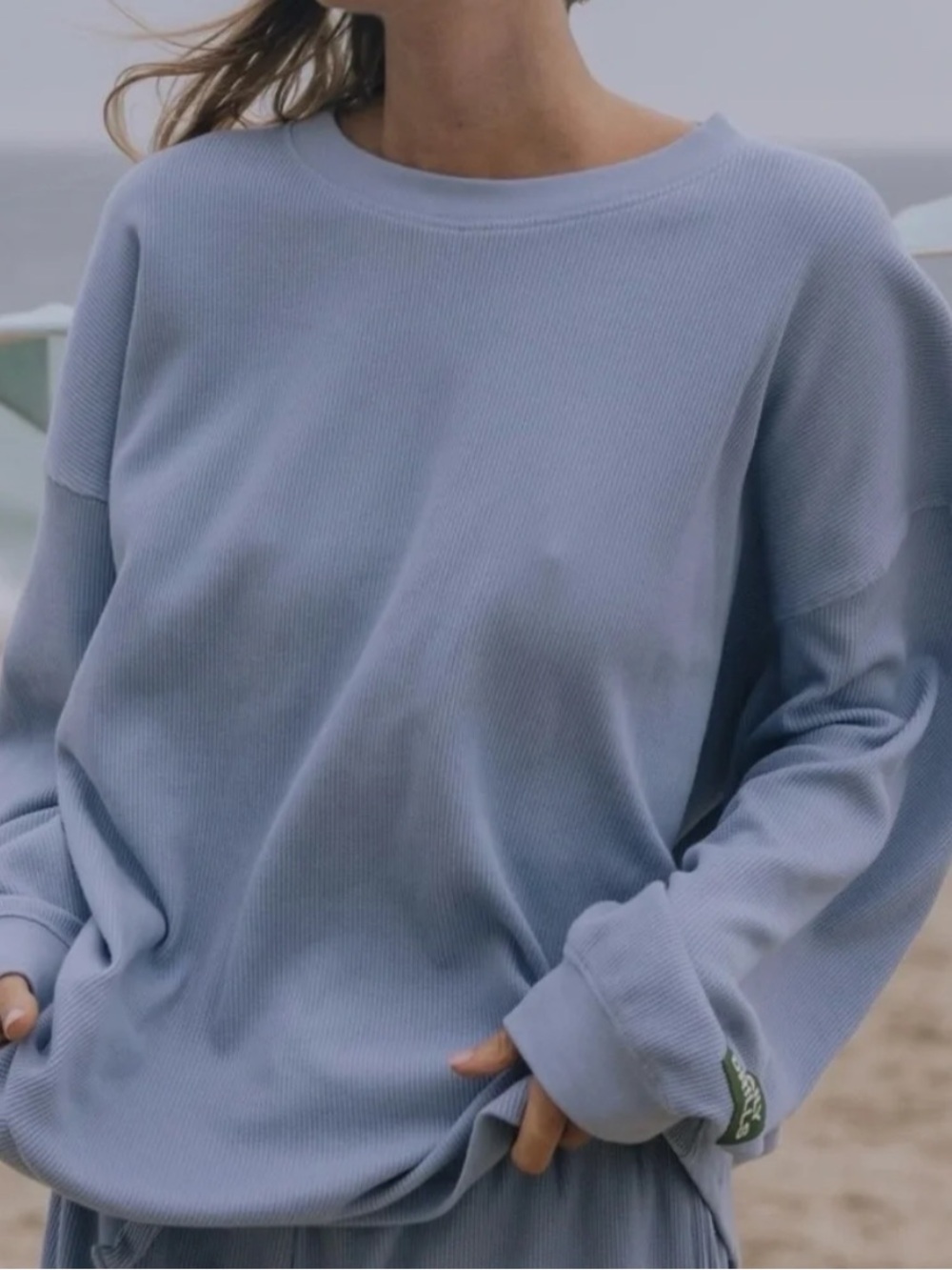 Daily Drills Oversized Thermal in Mist Blue XS/S